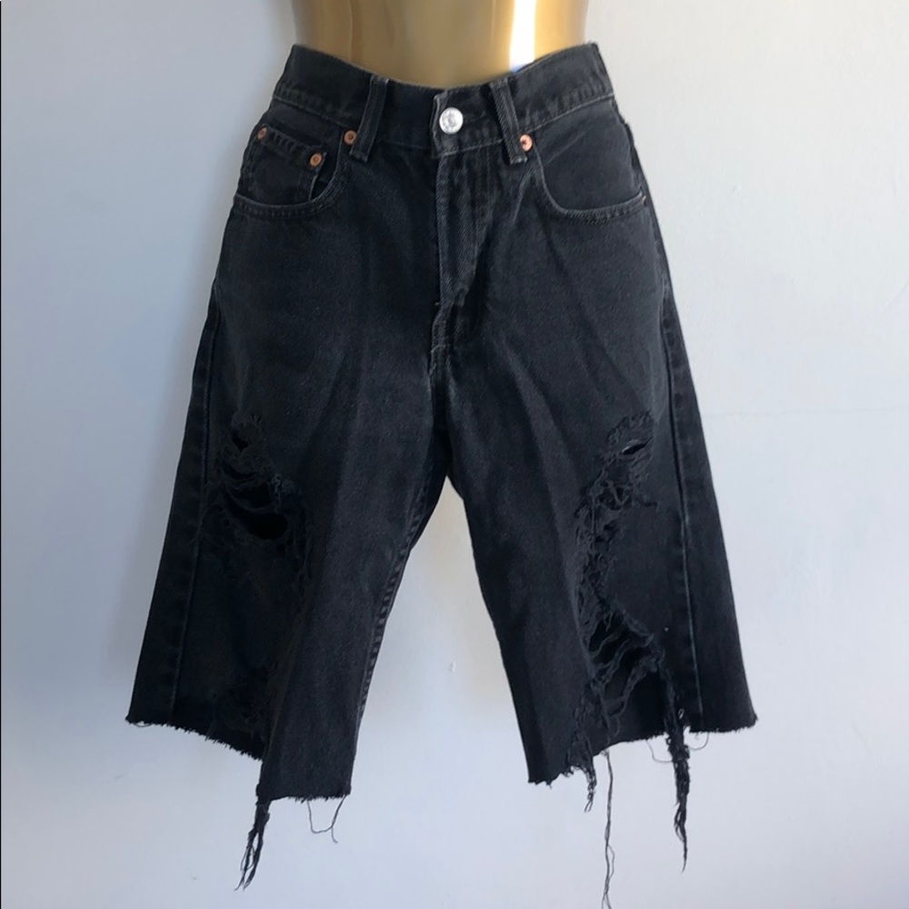 Vintage Black cutoff shredded 555 Levi Denim Jeans